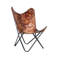 STUHL aus Leder und Metall - Braun, Fell (72/95/68cm) - Giner y Colomer