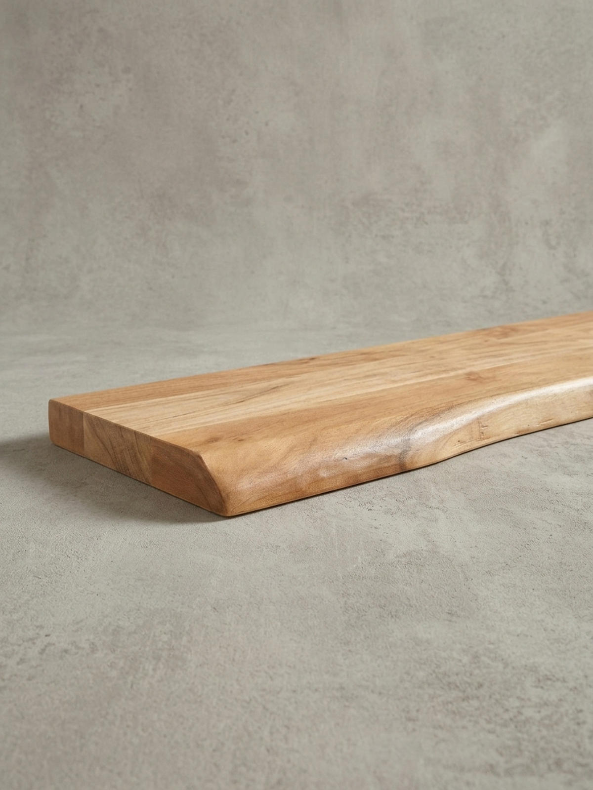 WANDREGAL Akazienholz Baumkante Rustikal, Beige 100x26x4 cm - Beige, Holz (100/4/26cm) - KADIMA DESIGN