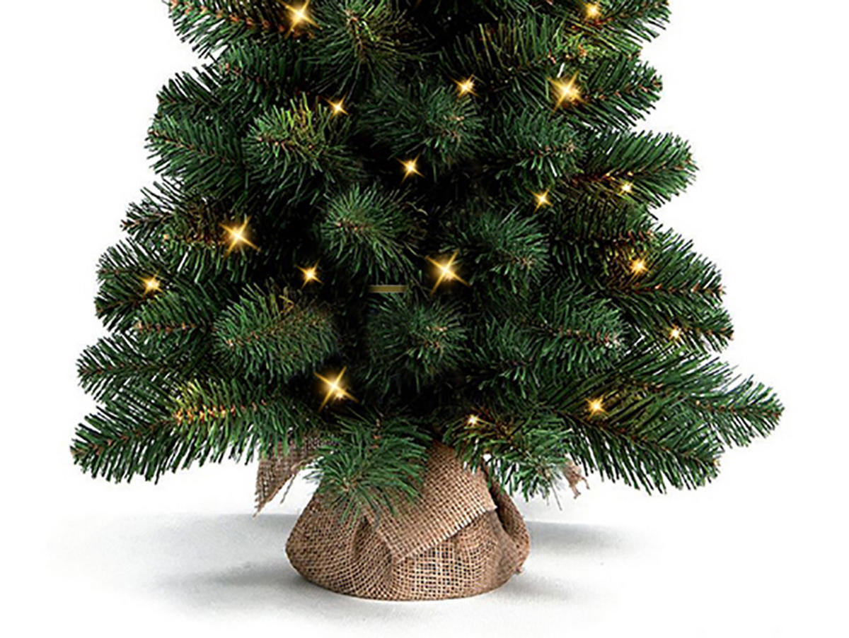 WEIHNACHTSBAUM künstlich Narnie in Blumentopf 45cm mit LED Beleuchtung, Tannenbaum Christbaum Kunstbaum Dekobaum - Grün, Kunststoff/Stein (33/45cm) - LAALU