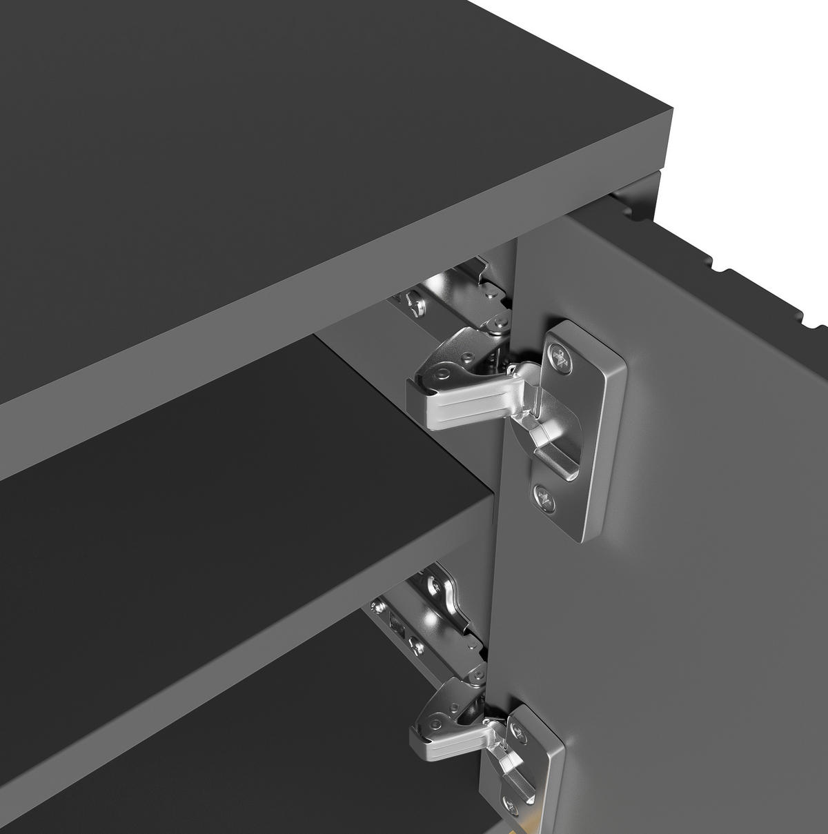 LOWBOARD 170/40/45.5 cm grauschwarz aus Spanplatte mit 4 Türen - Grau, Holzwerkstoff (40/45.5/170cm) - OKMYHOME