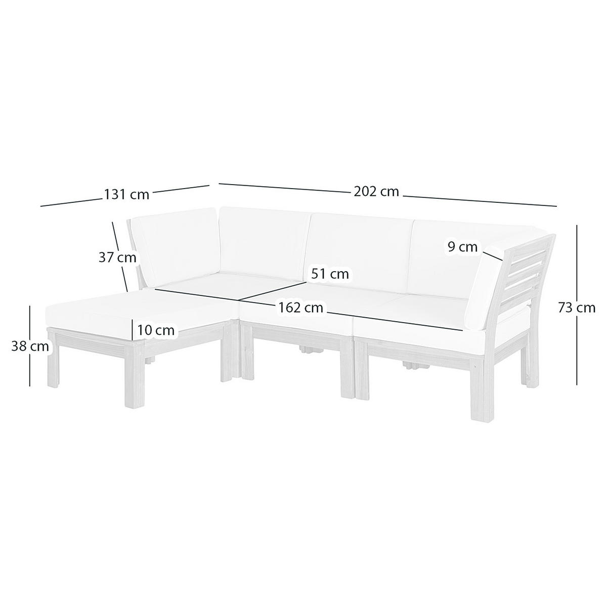 LOUNGESOFA - Webstoff / Akazie massiv - 4-teilig - Anthrazit, Holz/Textil - home24