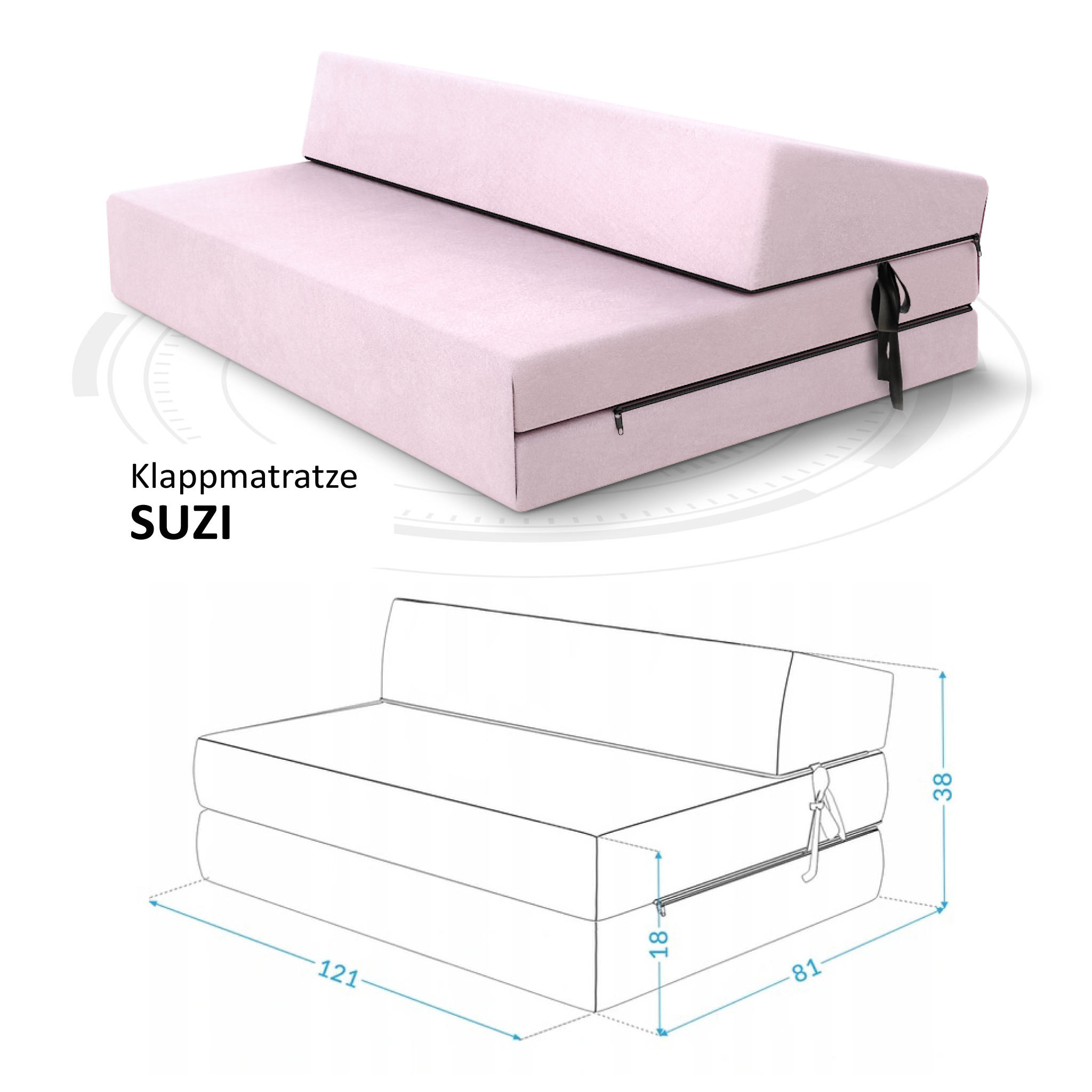 KLAPPMATRATZE SUZI - Rosa, Textil (120/200cm) - FDM