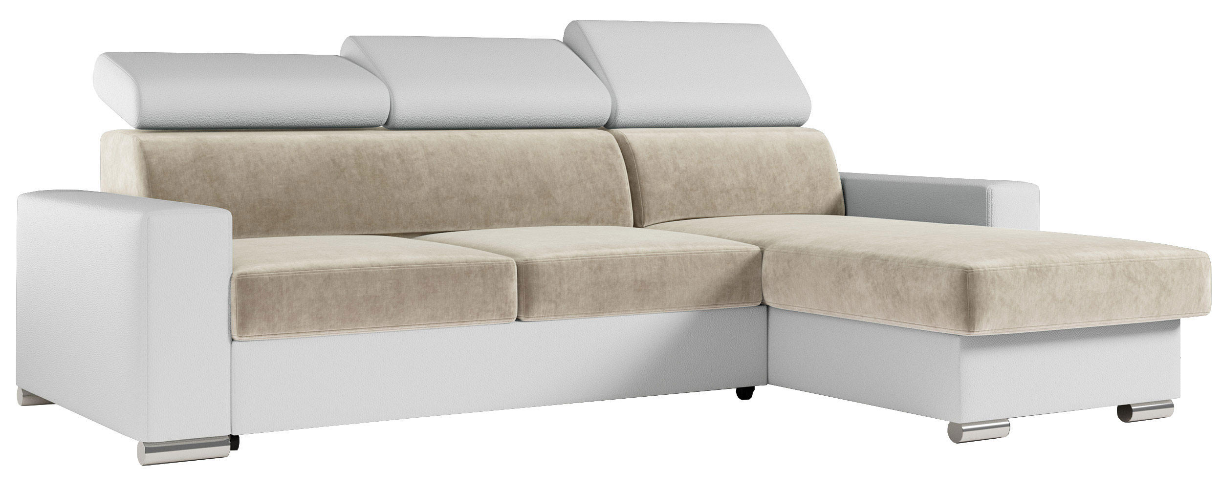 ECKSOFA FOX-L Beige/Weiß - Beige/Silberfarben, Kunststoff/Textil (242/168cm) - MKS