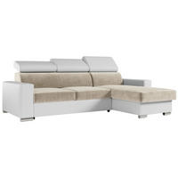 ECKSOFA FOX-L Beige/Weiß - Beige/Silberfarben, Kunststoff/Textil (242/168cm) - MKS