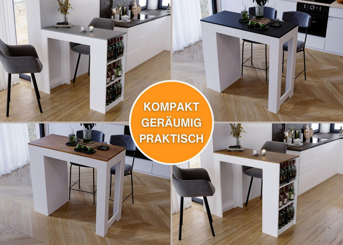 BARTISCH Dunkelgrau 103/50.5/115cm - Dunkelgrau/Weiß, Holzwerkstoff (115/103/50.5cm) - CraftPAK