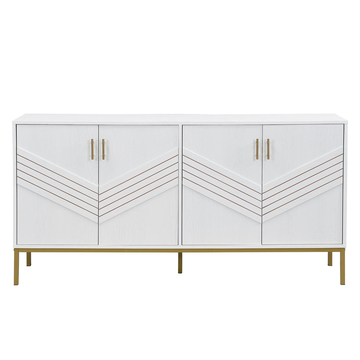 SIDEBOARD 160/40/80.5 cm Weiß mit Holzmaserung aus MDF mit 4 Türen - Weiß, Holzwerkstoff (40/80.5/160cm) - OKMYHOME