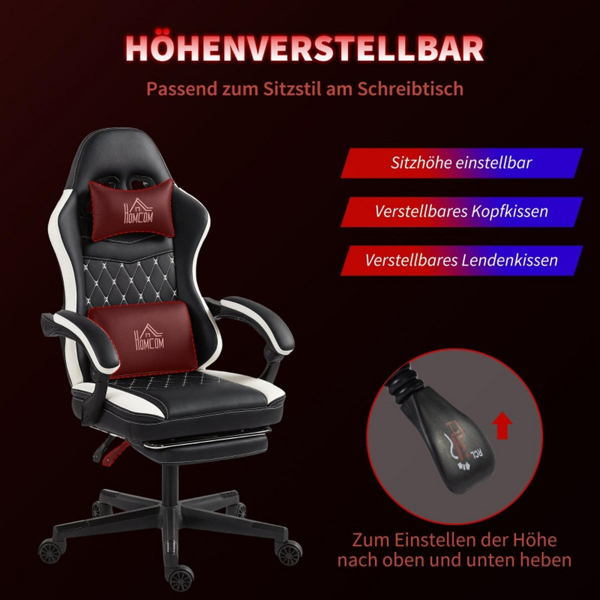 DREHSTUHL 64/65/118-128 cm, neigbar bis 130°, höhenverstellbar, schwarz - Schwarz, Kunststoff (64/128/65cm) - Redom