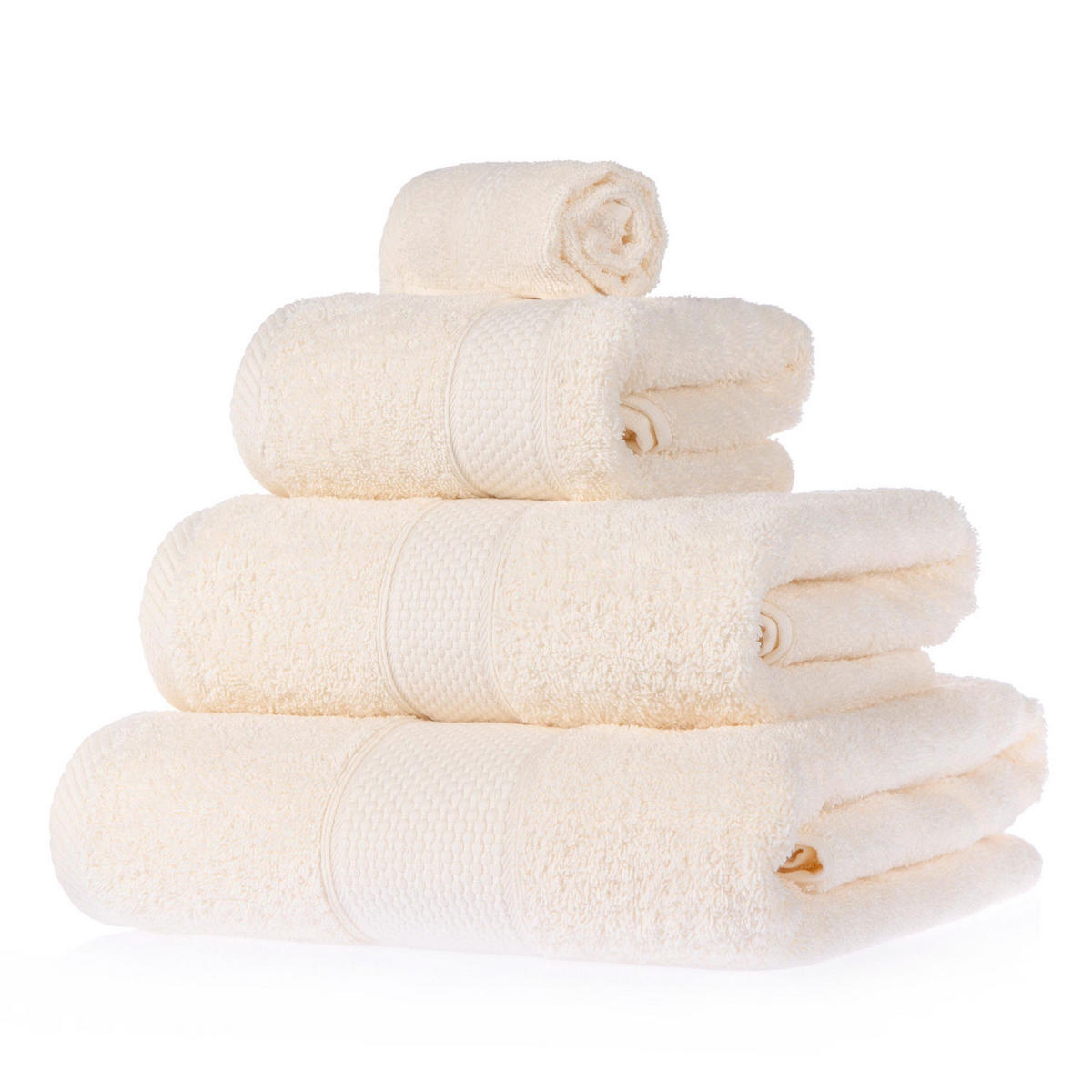 FROTTIERSET Essential 4-teilig creme - Creme, Textil (100/150cm) - Homescapes