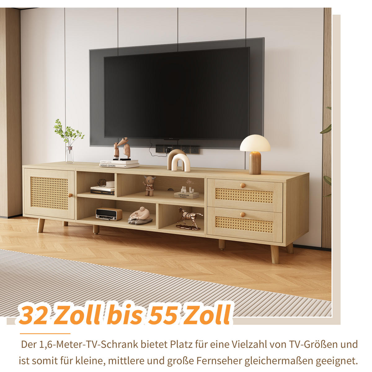 TV-RACK 160/39/40 cm Eiche mit 2 Schubladen und 1 Tür - Alteiche, Holz (160/40.5/39cm) - Oxeza