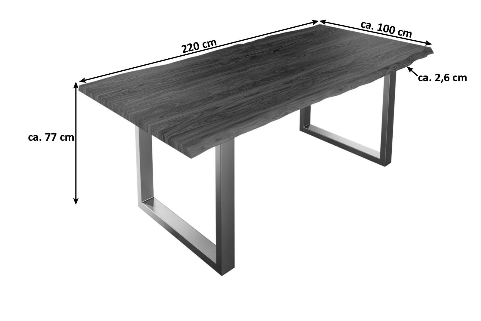 ESSTISCH LAUREN - Silberfarben/Nussbaumfarben, Holz/Metall (100/220/77cm) - SAM