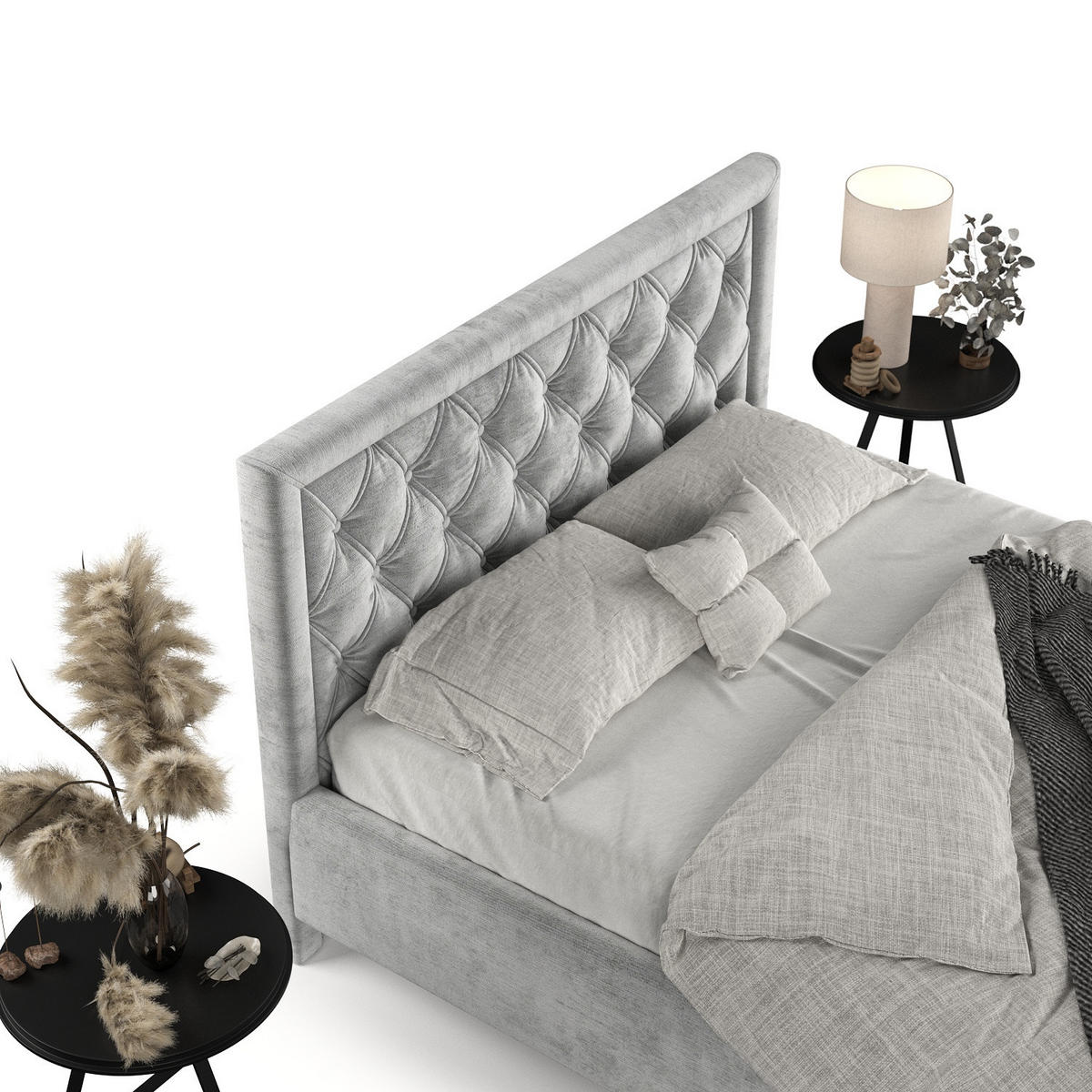 POLSTERBETT Lido 120/200 cm Hellgrau im Lotta Stoff - Hellgrau/Naturfarben, Holz/Holzwerkstoff (120/200cm) - AltaBeds