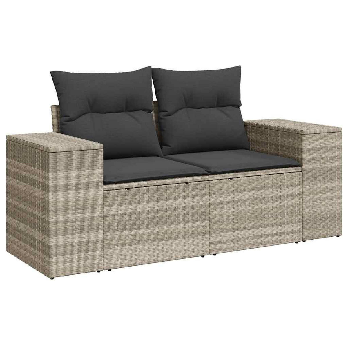 GARTEN-SOFAGARNITUR 6-TLG. Mit Kissen Hellgrau Poly Rattan - Grau, Kunststoff - vidaXL