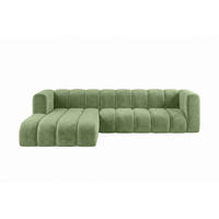 ECKSOFA Modulares In L-Form, Velvet-Stoff Riviera, Olive, Links, GRAND 287 cm - Olivgrün, Holz (287/179cm) - Kaiser Möbel
