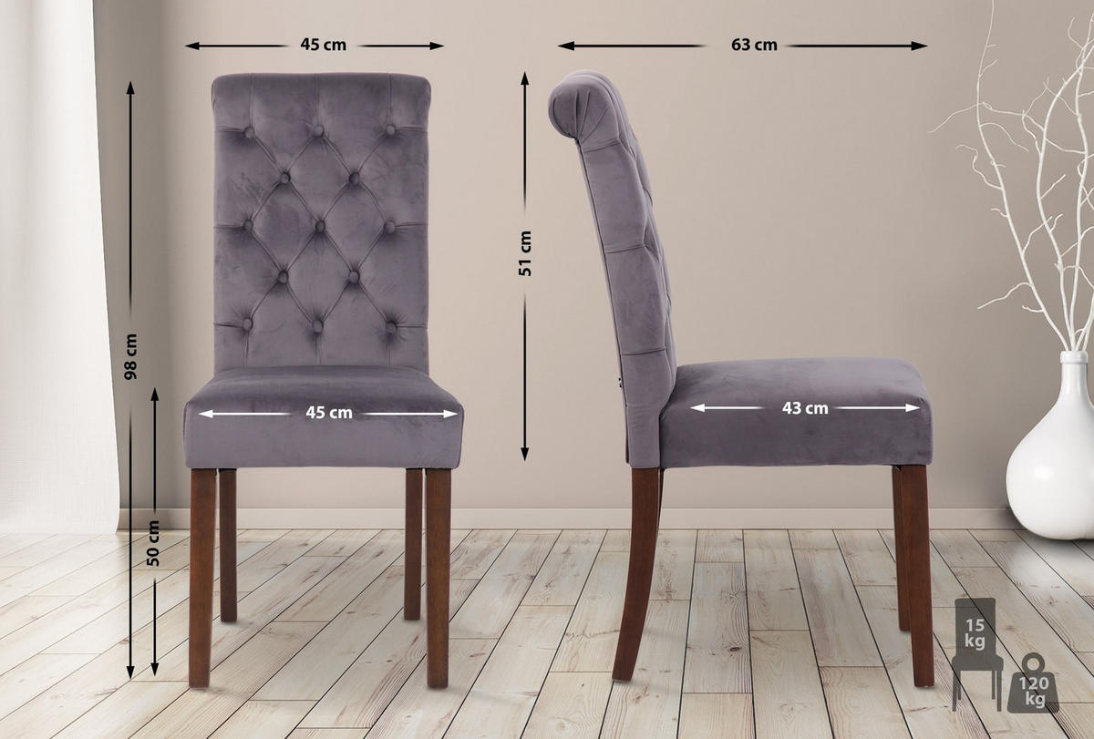 ESSZIMMERSTUHL Lisburn 98x45x63 cm dunkelgrau - Dunkelgrau, Textil (45/98/63cm) - furnicato