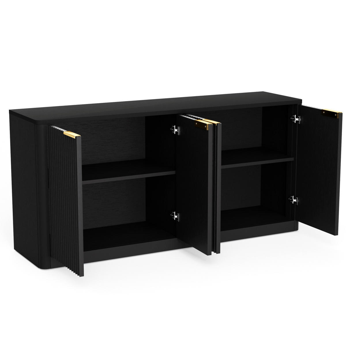 SIDEBOARD 150/40/70,5 cm mit 4 Türen in Schwarz mit Wellenfront - Schwarz, Holzwerkstoff (150/70.5/40cm) - BEAOK