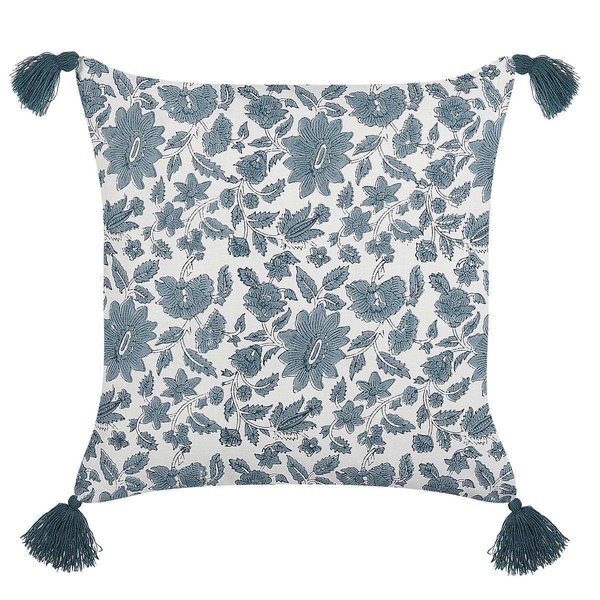 DEKOKISSEN 2er-Set Cremeweiß 45/45 cm Rumex - Blau/Ecru, Naturmaterialen/Textil (45/45cm) - Beliani