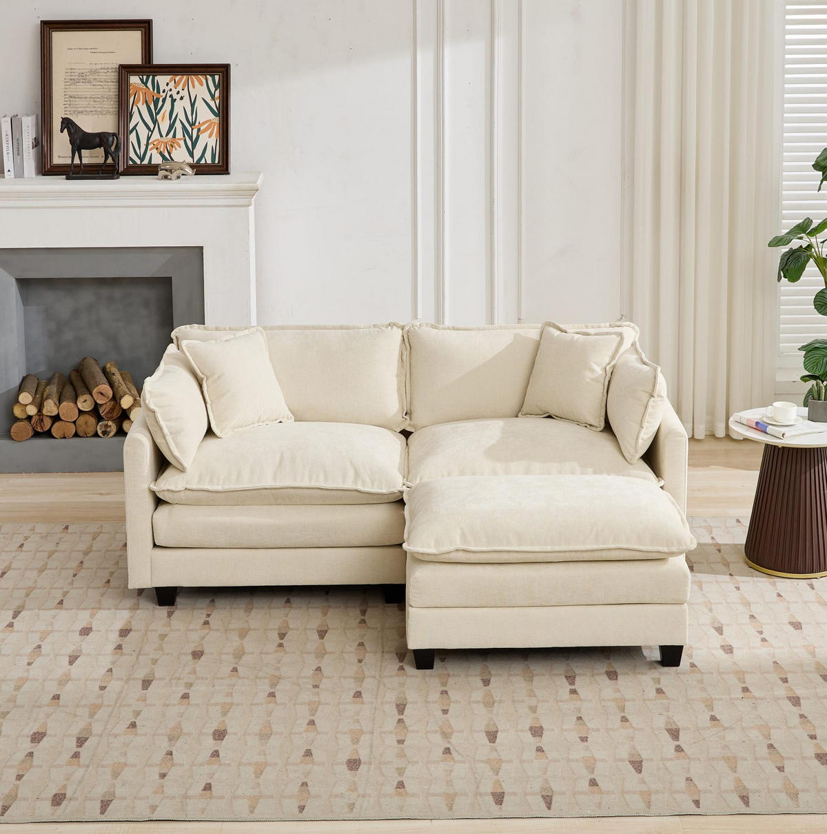 2-SITZER Sofa aus Chenille in Beige mit modularem Design - Beige, Textil (75/84/198cm) - Modfu