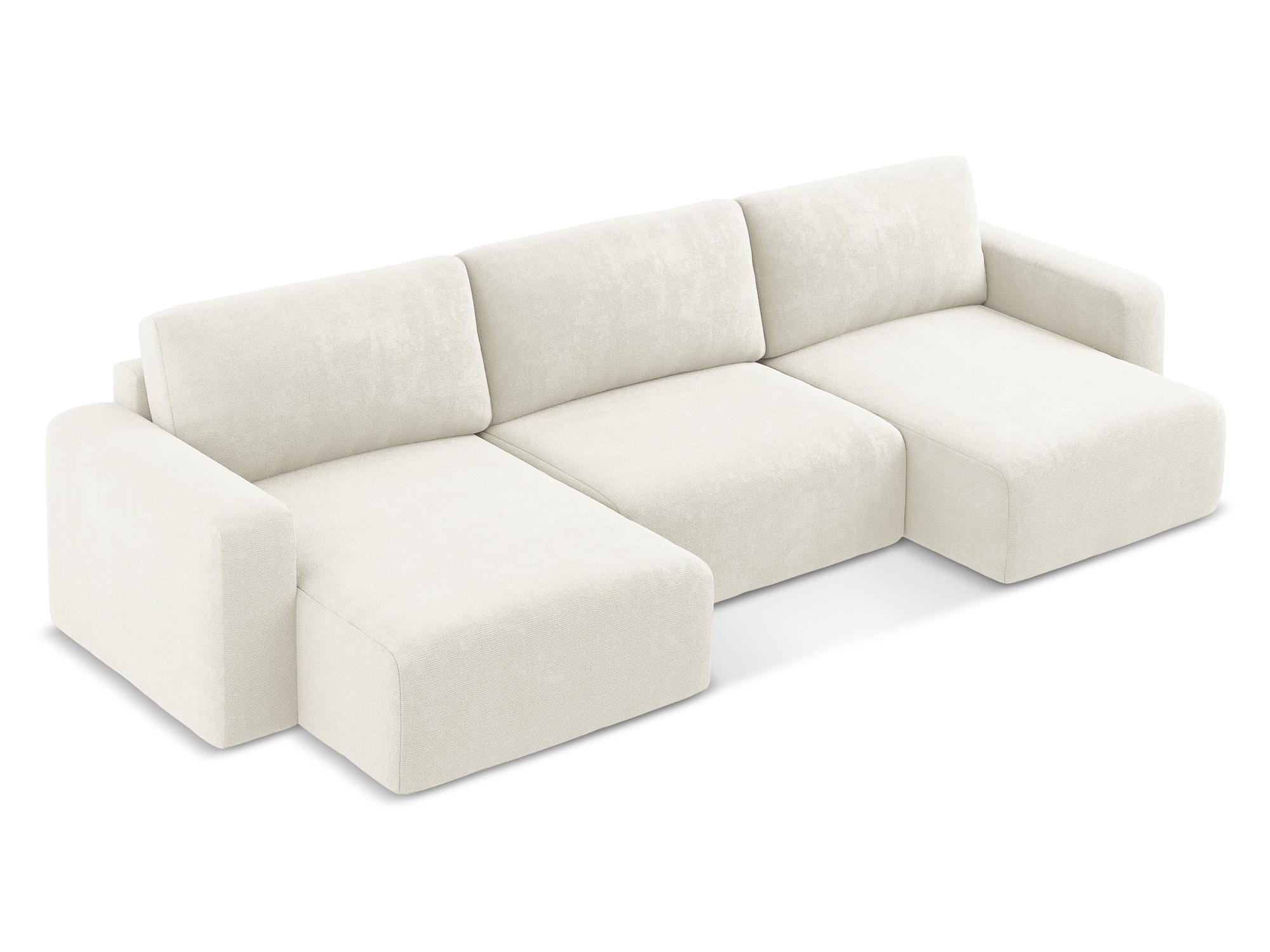 Thumbnail - Makamii Wohnlandschaft, Weiß, Textil, 4-Sitzer, Füllung: Schaumstoff, U-Form, 332x79x149 cm, Made in EU, Wohnzimmer, Sof...