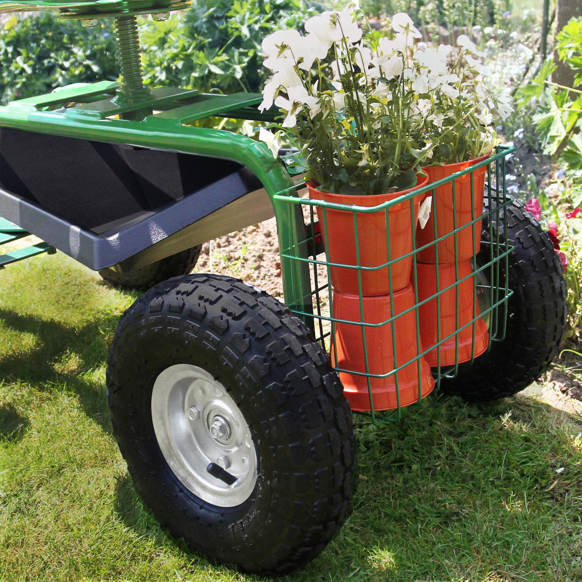 GARTENSITZ mit Werkzeugfach und Korb - Grün, Metall (44/94/80cm) - Monster Racking