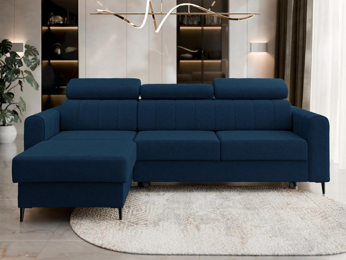 ECKSOFA Toronto III - Blau/Schwarz, Holz/Kunststoff (250/169cm) - MIRJAN24