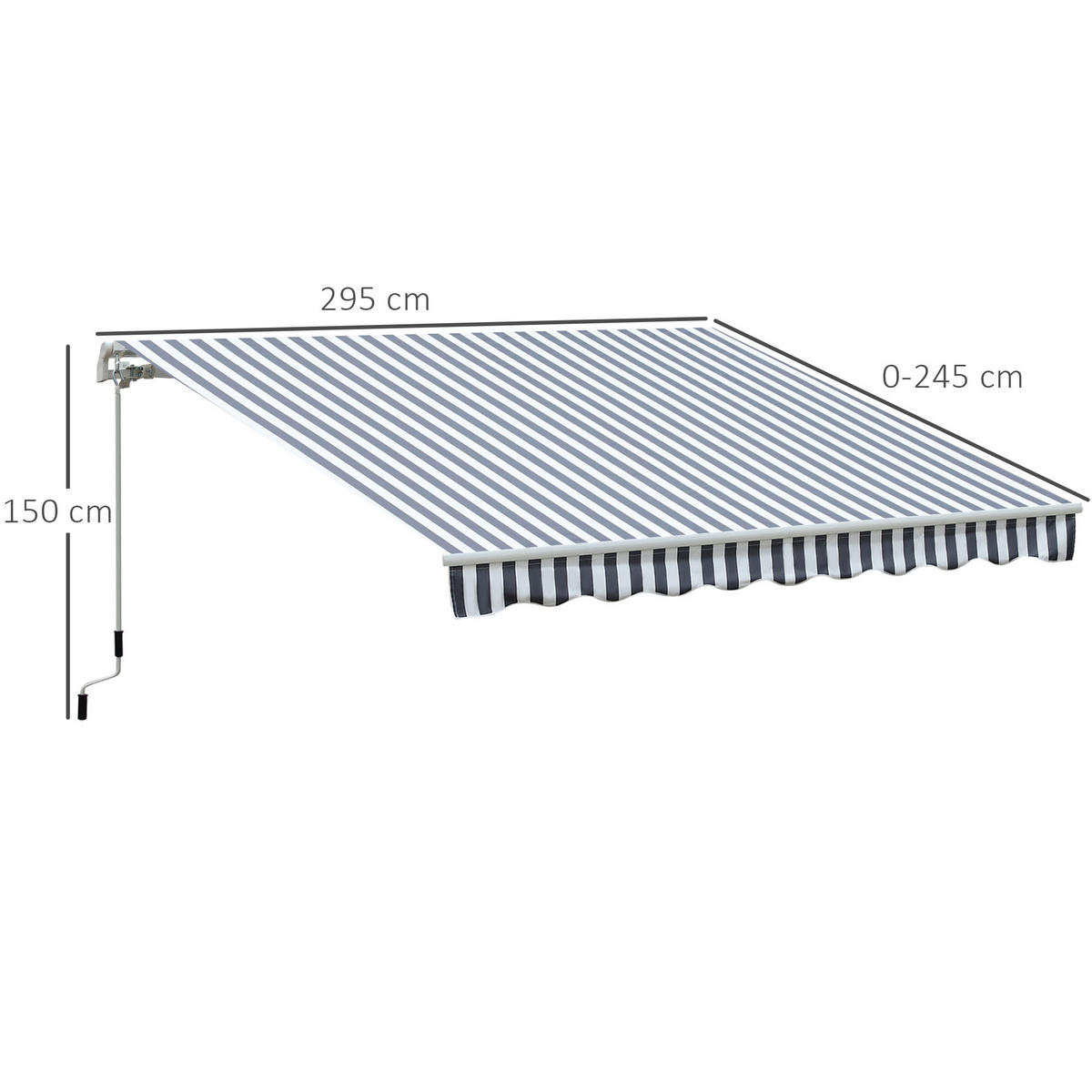 MARKISE, Grau+Weiß, Aluminium, Polyester - Grün, Metall (245/2/295cm) - Outsunny