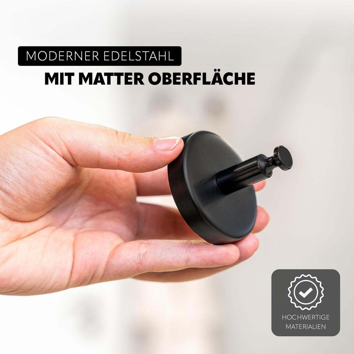 HANDTUCHHAKEN PIAZZA BLACK 2er-Set, schwarz, Edelstahl - Schwarz, Kunststoff (6/6/4.5cm) - bremermann