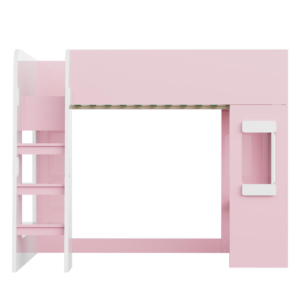 HOCHBETT 90/200 cm mit Lichtleiste und Schreibtisch, DE-41600, in Rosa - Pink, Holzwerkstoff (90/200cm) - ComfortXL