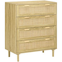 KOMOODE DE-12836 4 Schubladen mit Rattan Hellholz - Naturfarben, Holzwerkstoff (90/108.5/45cm) - ComfortXL