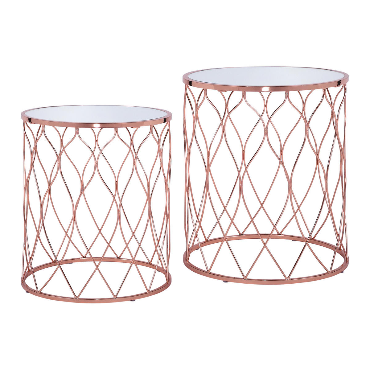 BEISTELLTISCH rund Kupfer Ø 40/45 / 45/55 cm 2er Set - Kupferfarben, Metall (45/40/45cm) - WOMO-DESIGN