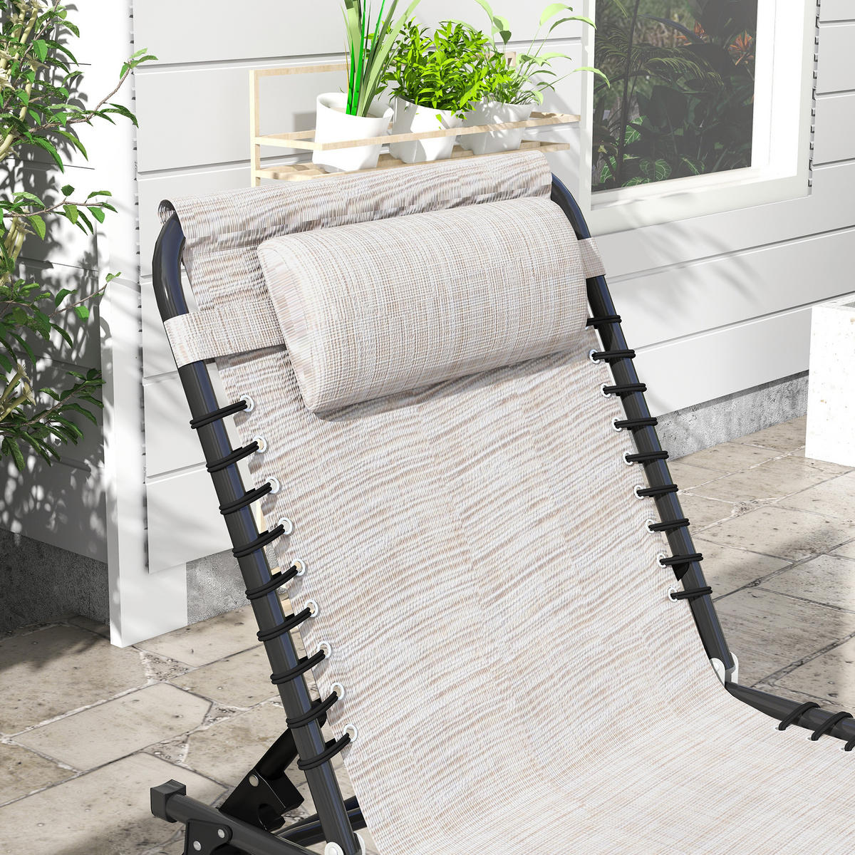 SONNENLIEGE DE-07660 klappbar, 4-fach verstellbar Cremeweiß - Creme, Metall (58/30/189cm) - ComfortXL