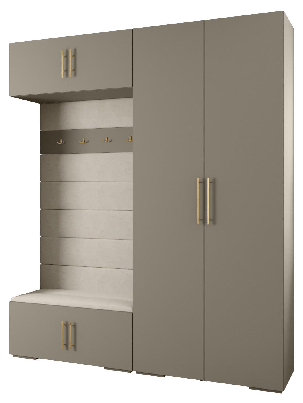 Abiks Möbel Garderoben-Set Kaschmir, Beige, Gold 200x236.7x47 cm