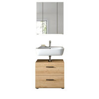 BADMÖBEL SET 2-teilig in Artisan Eiche, Badkombination 60 x 185 cm, Cover - Eichefarben/Schwarz, Glas/Holzwerkstoff (60/185/30cm) - Inn.Furn
