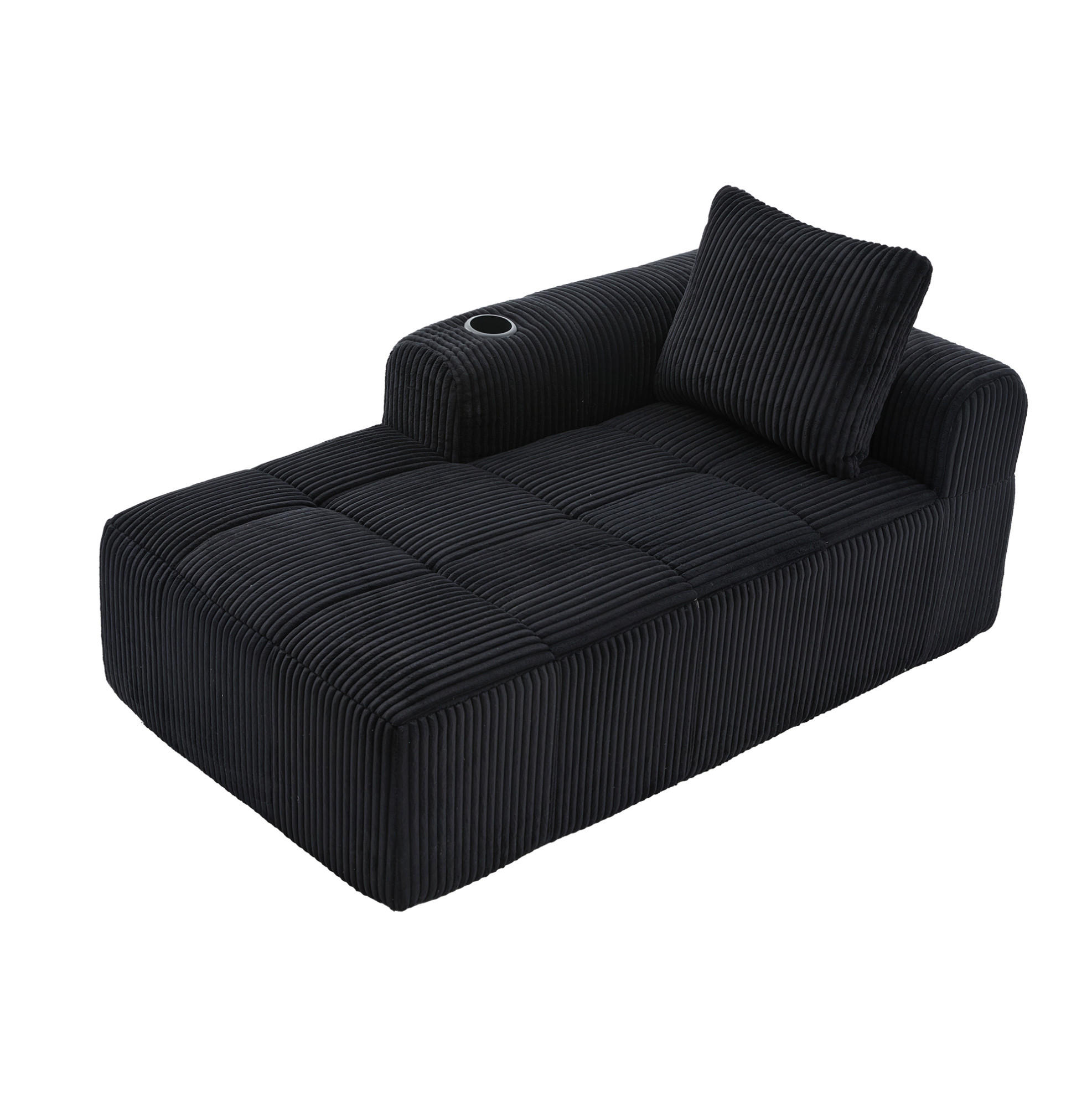 SOFA mit Seitenfächern und Becherhalter ca. 158 x 93 cm Cord Black - Schwarz, Kunststoff (158/61/93cm) - Meubliv