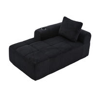 SOFA mit Seitenfächern und Becherhalter ca. 158 x 93 cm Cord Black - Schwarz, Kunststoff (158/61/93cm) - Meubliv