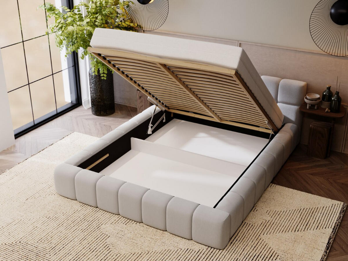 POLSTERBETT Alicante 140x200 Hellgrau - Hellgrau, Textil (140/200cm) - Graingold