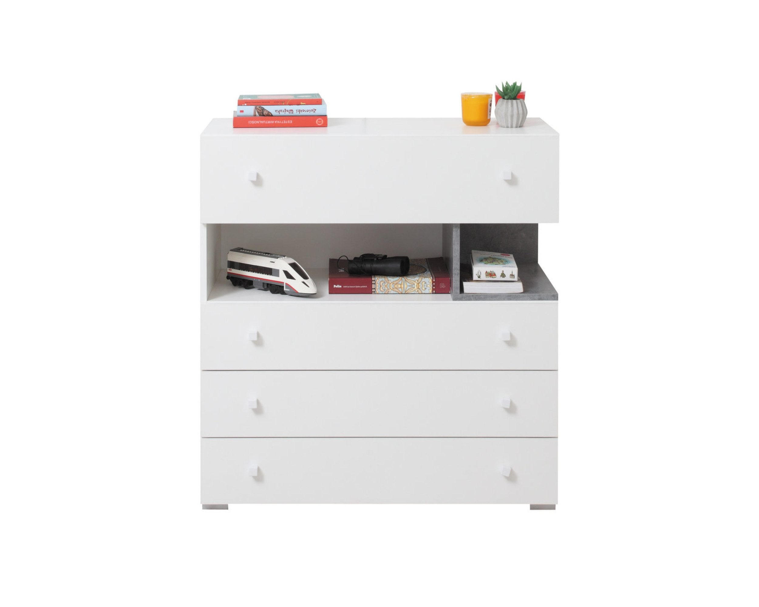 KINDERKOMMODE SIMON 11 85/40/90 Weiß/Grau - Weiß/Grau, Holzwerkstoff (85/90/40cm) - Deine Möbel 24