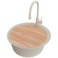 GRANITSPÜLE Pisa Max, 2-er set Beige 53/53 cm 1 Becken + Küchenarmatur 38/14 cm + Ablauf-Set + Schneidebrett ab 50er Unterschrank - Chromfarben/Beige, Kunststoff (53/20/53cm) - Primagran