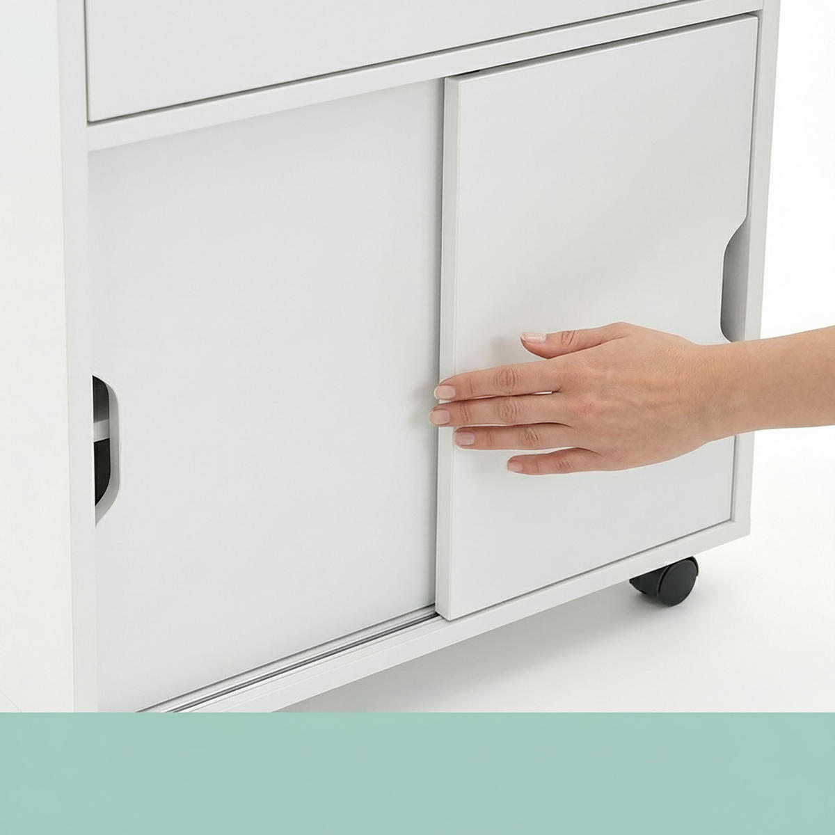 NISCHENSCHRANK Weiß 4 Fächer mit Rollen MDF 67x17x52 cm - Weiß, Holzwerkstoff/Kunststoff (17/67/52cm) - Relaxdays