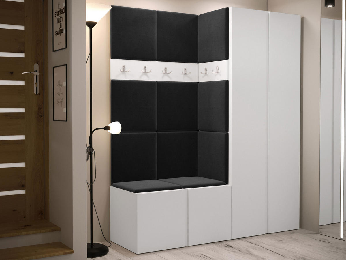 GARDEROBEN-SET Orion III - Anthrazit/Weiß, Holzwerkstoff/Kunststoff (158/186/46cm) - MIRJAN24