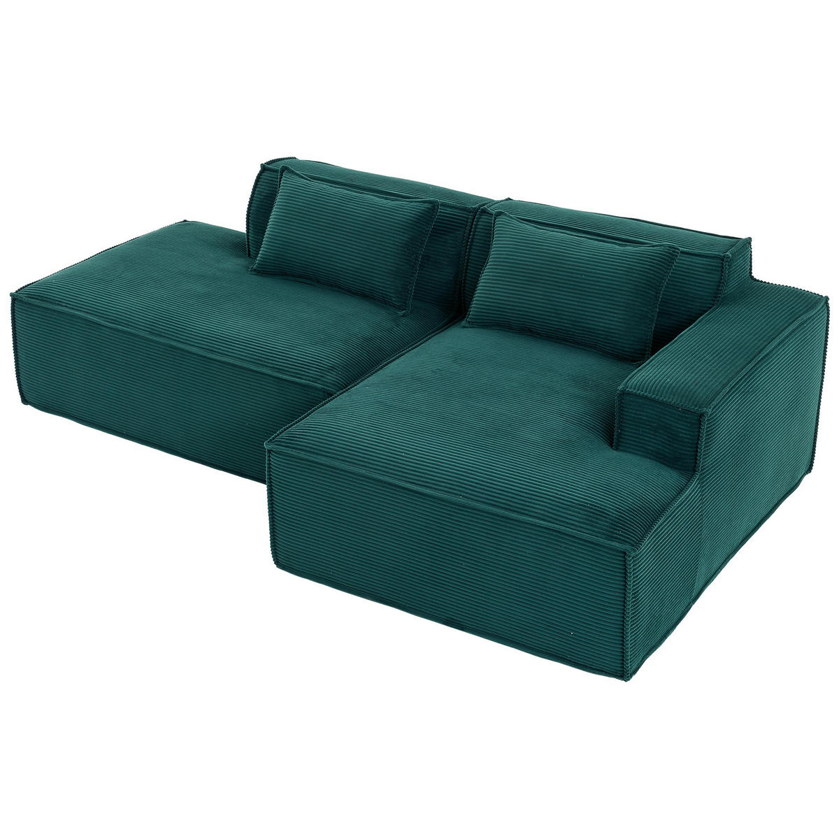 ECKSCHLAFSOFA L-/U-/2-er Sofa mit Schlaffunktion,Modulsofa,Cord,Grün - Grün, Textil (129/233cm) - LVHOM