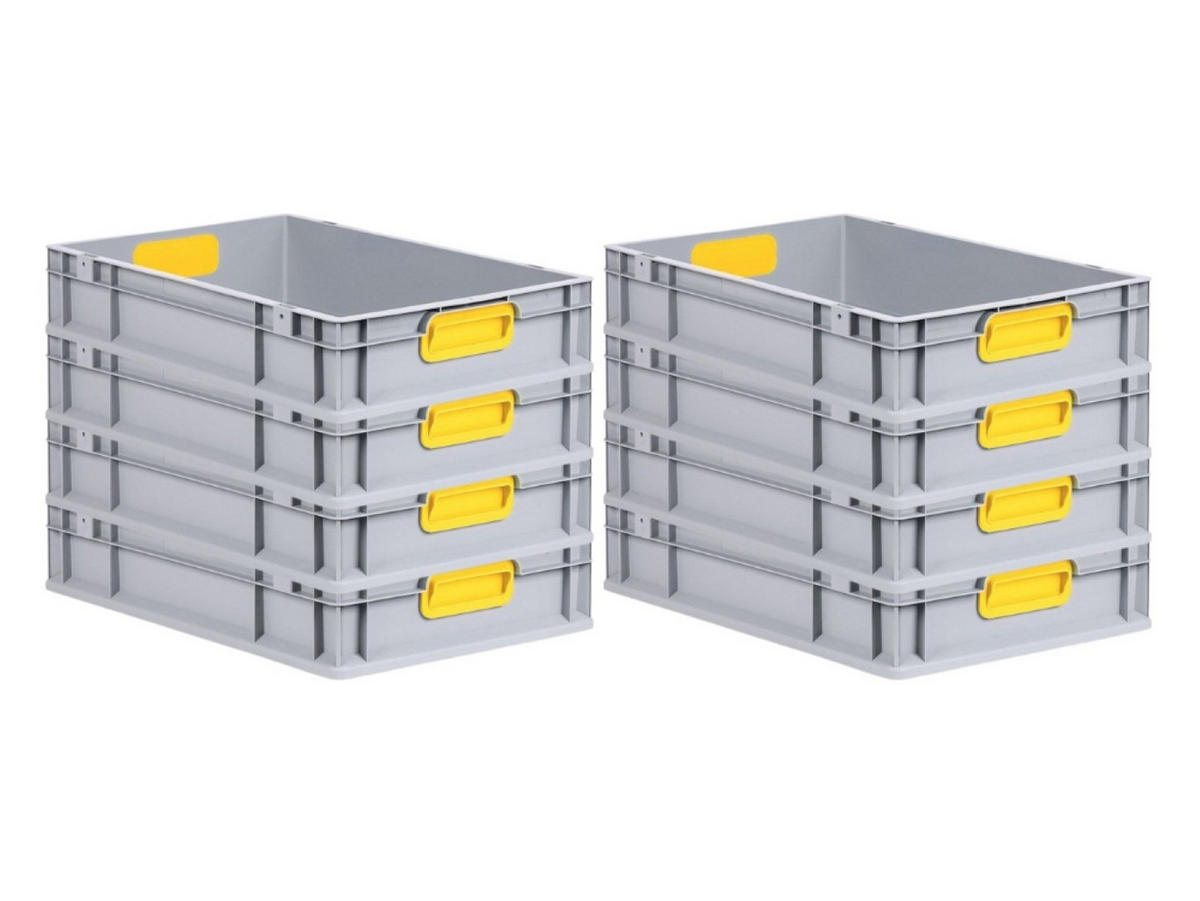 EUROBOX 8x Nextgen Color 12x40x60cm 23 Liter Griffe Gelb Geschlossen - Gelb, Kunststoff (40/12/60cm) - PROREGAL