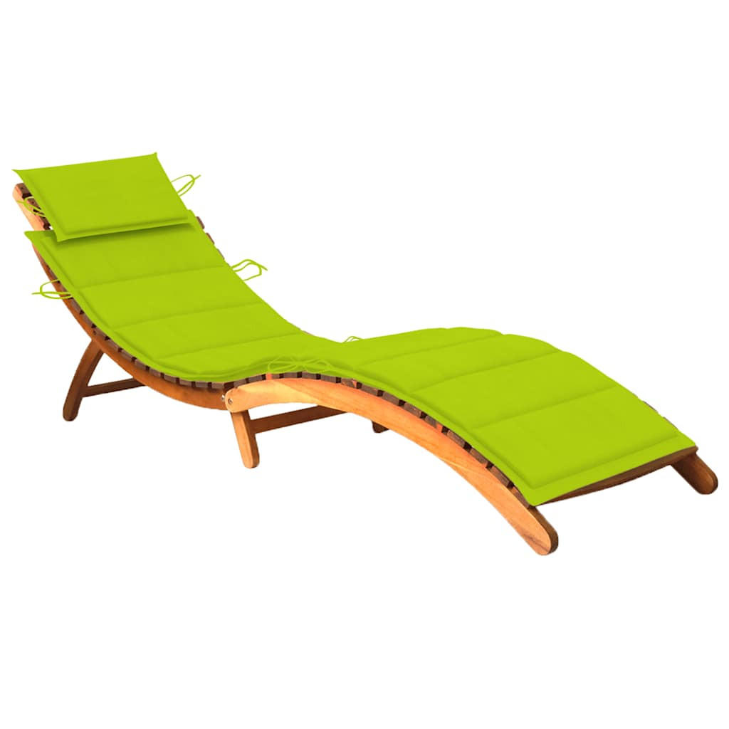 SONNENLIEGE mit Auflage Akazie Massivholz - Grün, Holz (55/64/184cm) - furnicato