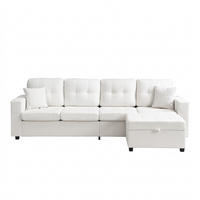 ECKSOFA 253/144.5/80.7 cm Beige mit Aufbewahrungshocker, LED Stimmungslicht und Stauraum - Beige, Textil (253/144.5cm) - Oxeza