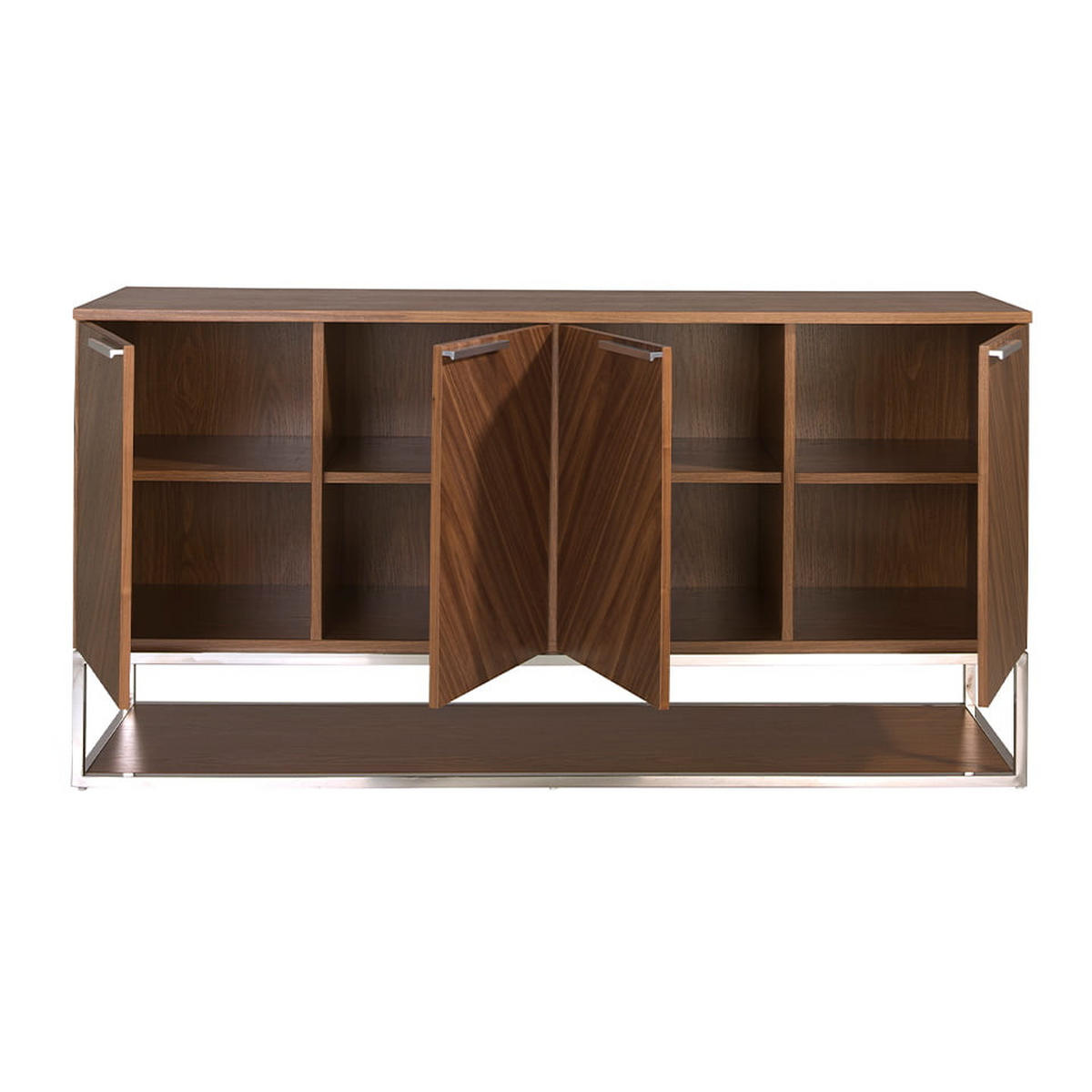 SIDEBOARD Walnuss Stahl 160/46/80 cm - Edelstahlfarben/Walnussfarben, Holz (160/80/46cm) - ANGEL CERDA