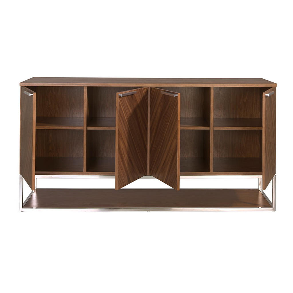 Thumbnail - Angel Cerda Sideboard, Walnuss, Edelstahl, Holz, 160x80x46 cm, Wohnzimmer, Kommoden & Sideboards, Sideboards