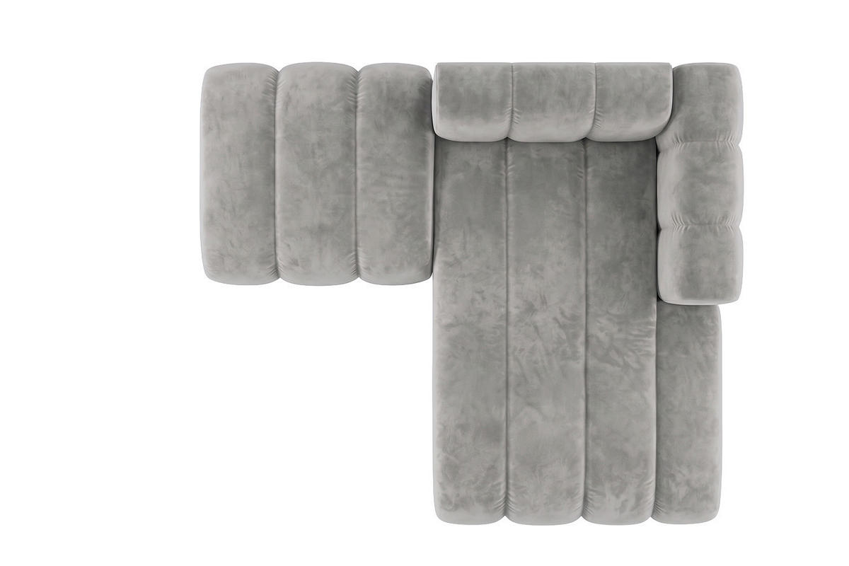 CHAISELONGUE Modulare Mit Hocker, Velvet-Stoff Riviera, Grau, Rechts, GRAND - Grau, Holz (204/179cm) - Kaiser Möbel