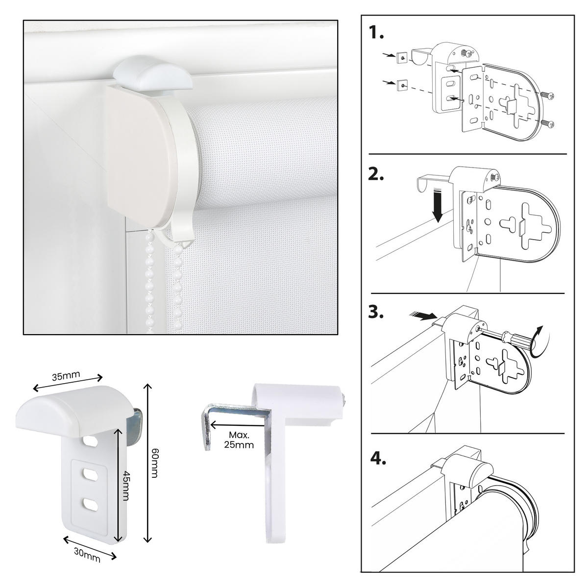 SCREEN-ROLLO Plus Easyfix Weiß 80x180 - Weiß, Kunststoff (80/180/1cm) - STORESDECO