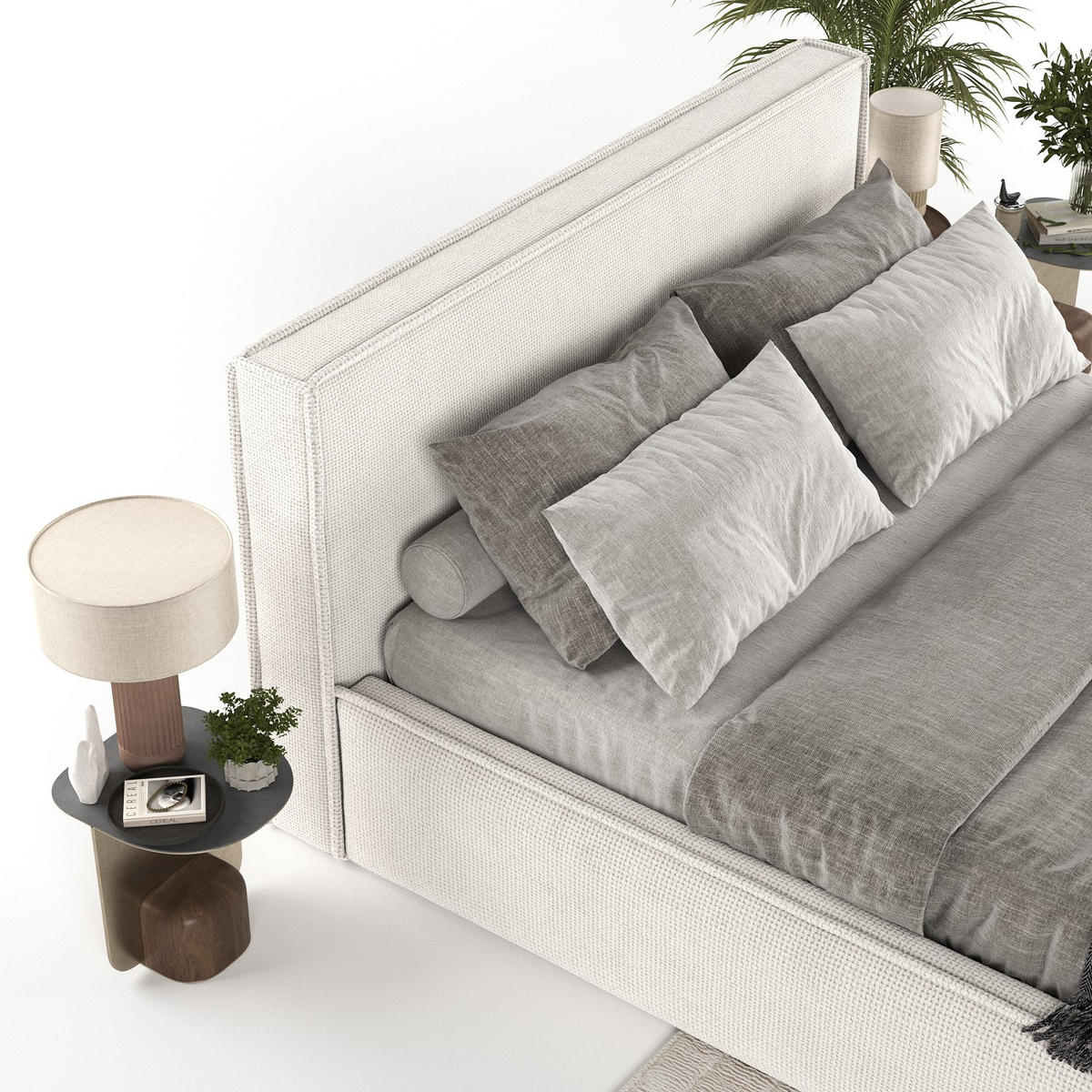 POLSTERBETT Sato mit Stauraum 120/200 cm Creme im Bonita Stoff - Creme/Schwarz, Holz/Holzwerkstoff (120/200cm) - AltaBeds