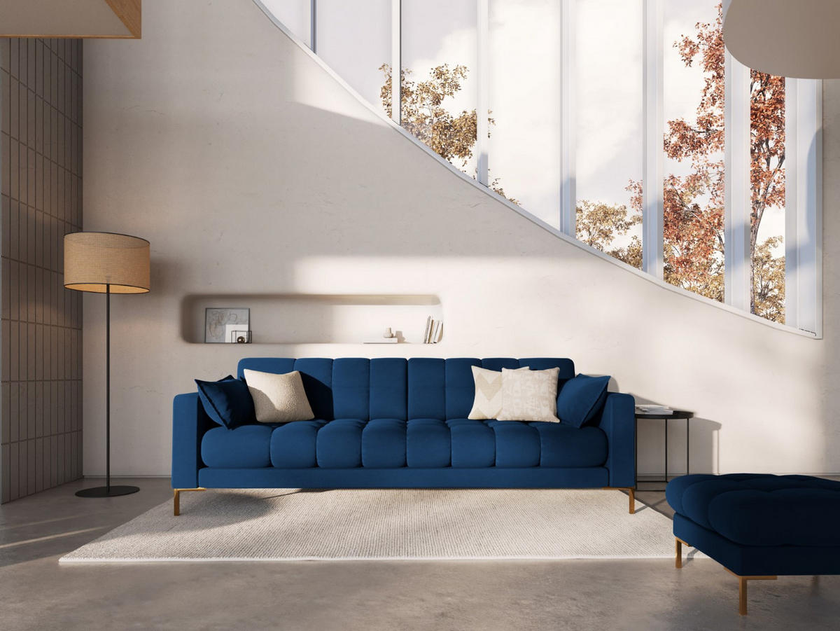 SOFA Mamaia aus Samt königsblau 4 Sitzplätze - Blau, Textil (92/75/217cm) - Micadoni