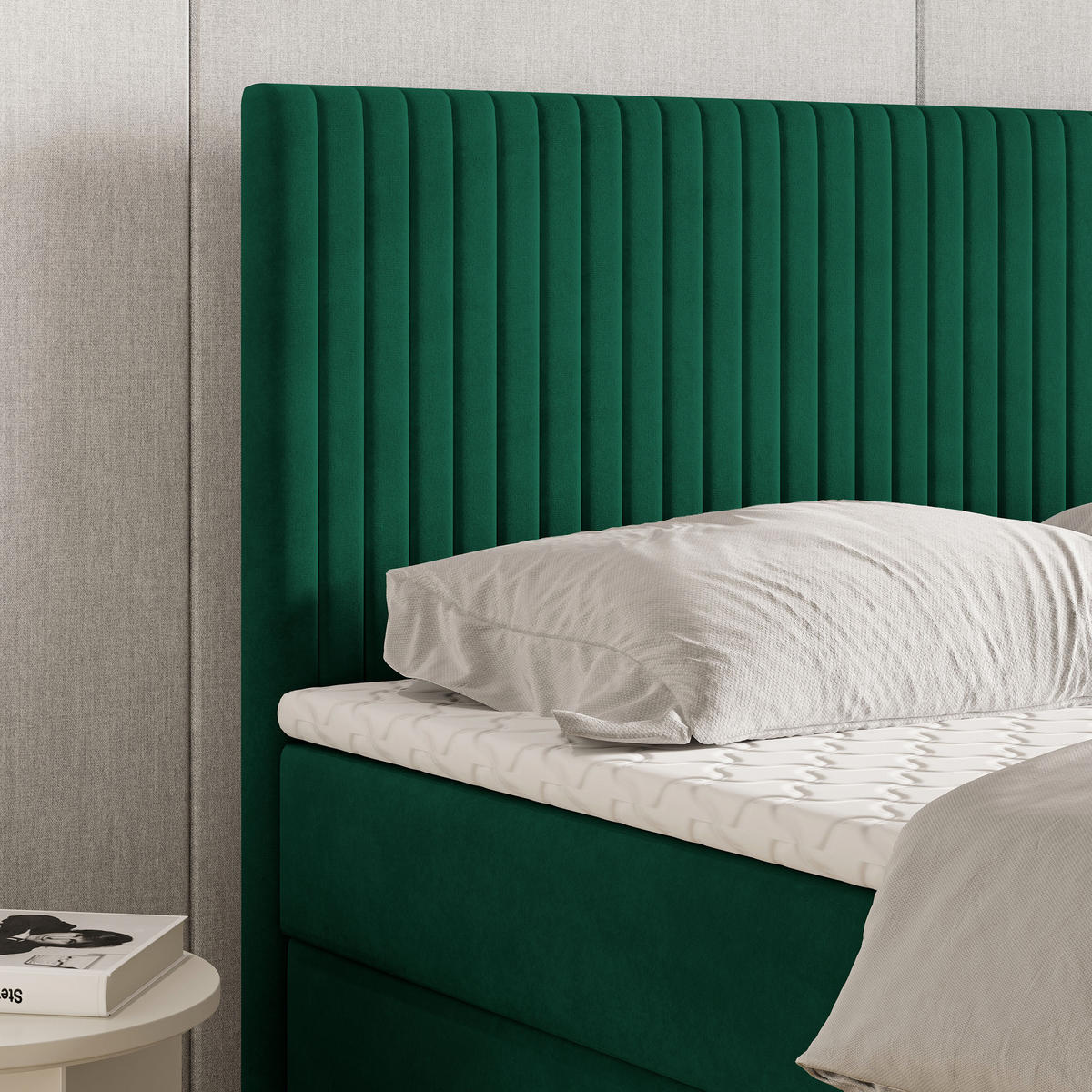 BOXBETT TERVAN 180x200 cm mit Matratze und Topper - Grün - Grün, Holz (180/200cm) - MASSENO